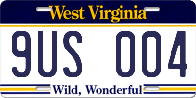 WV license plate 9US004
