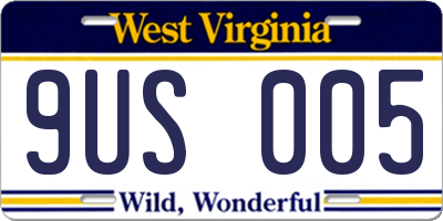 WV license plate 9US005