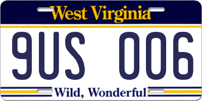 WV license plate 9US006