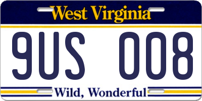 WV license plate 9US008