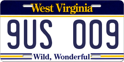 WV license plate 9US009