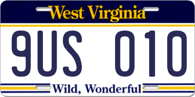 WV license plate 9US010