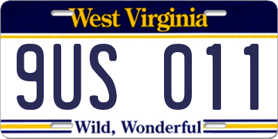 WV license plate 9US011