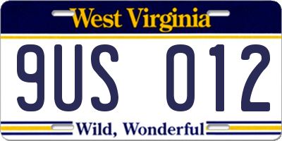 WV license plate 9US012