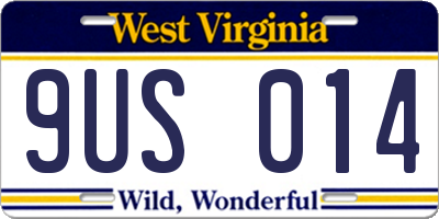 WV license plate 9US014