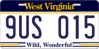 WV license plate 9US015