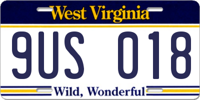 WV license plate 9US018