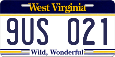 WV license plate 9US021