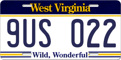WV license plate 9US022