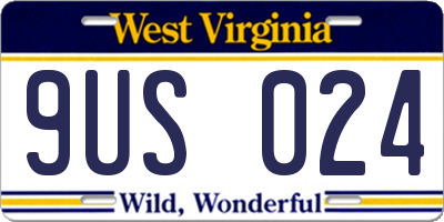 WV license plate 9US024