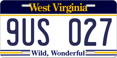 WV license plate 9US027