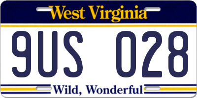 WV license plate 9US028