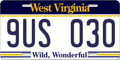 WV license plate 9US030
