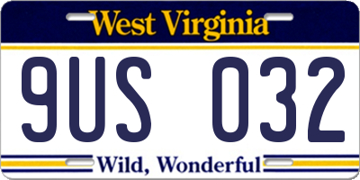 WV license plate 9US032