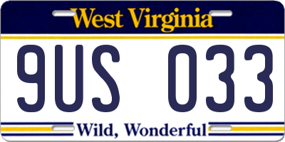 WV license plate 9US033