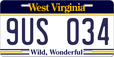 WV license plate 9US034
