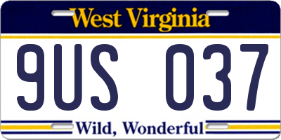 WV license plate 9US037