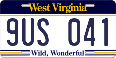 WV license plate 9US041