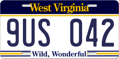 WV license plate 9US042