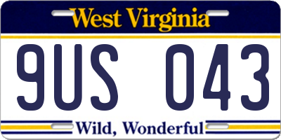WV license plate 9US043