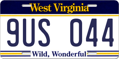 WV license plate 9US044