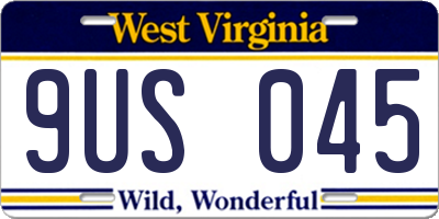 WV license plate 9US045