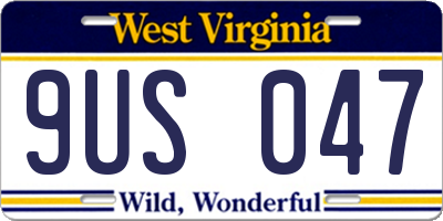 WV license plate 9US047