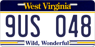 WV license plate 9US048