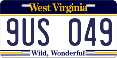 WV license plate 9US049