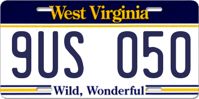 WV license plate 9US050