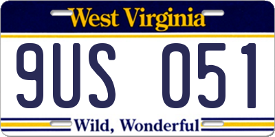 WV license plate 9US051