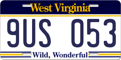 WV license plate 9US053