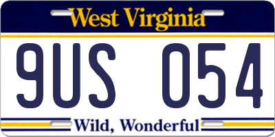 WV license plate 9US054