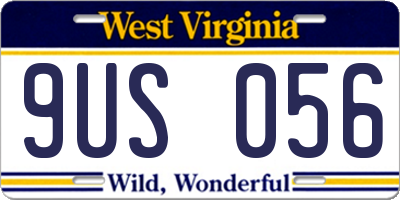 WV license plate 9US056
