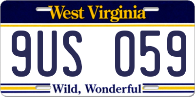 WV license plate 9US059