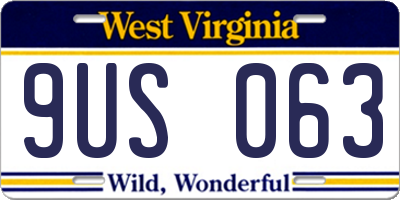 WV license plate 9US063