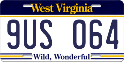 WV license plate 9US064
