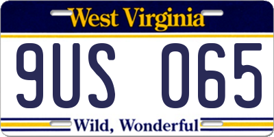 WV license plate 9US065