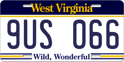 WV license plate 9US066