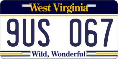 WV license plate 9US067