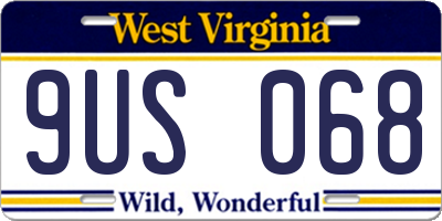 WV license plate 9US068