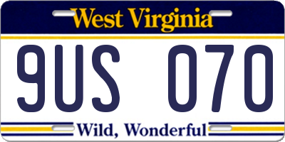 WV license plate 9US070