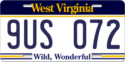 WV license plate 9US072
