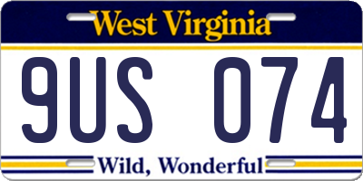 WV license plate 9US074