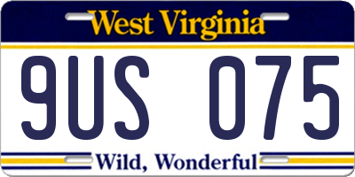 WV license plate 9US075