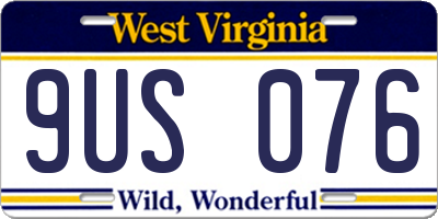 WV license plate 9US076
