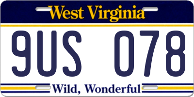 WV license plate 9US078