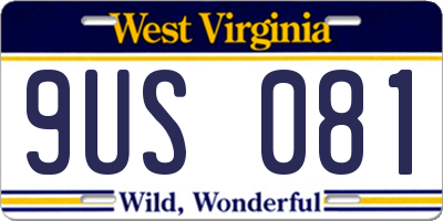 WV license plate 9US081