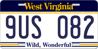 WV license plate 9US082