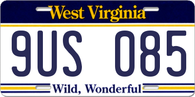 WV license plate 9US085